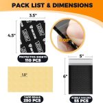Ding Defend Card Shipping Protector Envelope Bubble Mailer Kit with 110 Card Shipping Protectors (3.5x4.5 Inches), 55 Bubbles Mailers, 250 Tape Seals for Collectible Cards - Black - Image 5