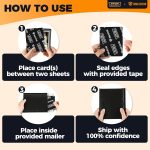 Ding Defend Card Shipping Protector Envelope Bubble Mailer Kit with 110 Card Shipping Protectors (3.5x4.5 Inches), 55 Bubbles Mailers, 250 Tape Seals for Collectible Cards - Black - Image 6