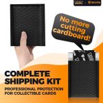 Ding Defend Card Shipping Protector Envelope Bubble Mailer Kit with 110 Card Shipping Protectors (3.5x4.5 Inches), 55 Bubbles Mailers, 250 Tape Seals for Collectible Cards - Black - Image 7