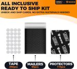 Ding Defend Card Shipping Protector Envelope Bubble Mailer Kit with 110 Card Shipping Protectors (3.5x4.5 Inches), 55 Bubbles Mailers, 250 Tape Seals for Collectible Cards - Black - Image 8