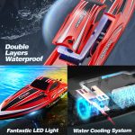 BEZGAR HJ818PRO 16 Inch 55 KPH Brushless RC Boat for Adults | 55 KPH Speed & Brushless Motor; Waterproof Hull; Large RC Speed Boat for Lakes; Red - Image 5