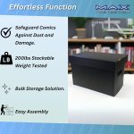 Max Protection Comic Book Storage Boxes - Short Cardboard Black Case for 150-175 Comic Books - Double Thickness Design - Premium Stackable Book Box for Silver Age & Modern Comics (Pack of 5) - Image 3