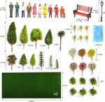 Model Scenery Kit, 47pcs, Painted Figures, Model Train Scenery, Miniature Trees, Model Trees, Model Grass Mat for Miniature Scene Landscape - Image 3