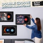 Colingmill 2 Pcs Vinyl Record Display Frame 16x22 Inches Double Groove Record Album Frame and 12.5×12.5 Inch Album Cover Art for Wall Mounting Home Decor (Black Matting) - Image 6