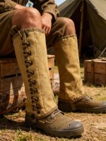 SMONT Canvas Leg Gaiters for Men WWII Reproduction M1936 Hiking Army Khaki Canvas Gaiters Puttee Protection for Legs, 3R - Image 3