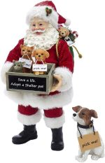 Kurt Adler 10.5-Inch Fabriché™ Adopt-a-Pet Santa with Dog, 2 Piece Set - Image 3
