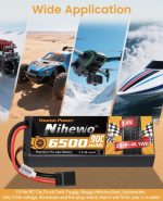 2S Lipo Battery 6500mAh 7.4V RC Battery 90C Hard Case with Tr + EC5 Plug Compatible with RC Car Truck Vehicles Truggy Buggy Boat Airplane Models (2 Packs) - Image 3