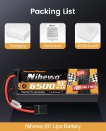 2S Lipo Battery 6500mAh 7.4V RC Battery 90C Hard Case with Tr + EC5 Plug Compatible with RC Car Truck Vehicles Truggy Buggy Boat Airplane Models (2 Packs) - Image 7
