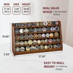 ASmileIndeep 5 Rows Challenge Coin Holder Display Stand Holds 50 Coins for Wall Mount or Tabletop, Solid Wood Military Coin Rack Display Case for Collectibles, Walnut - Image 3