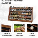 ASmileIndeep 5 Rows Challenge Coin Holder Display Stand Holds 50 Coins for Wall Mount or Tabletop, Solid Wood Military Coin Rack Display Case for Collectibles, Walnut - Image 6