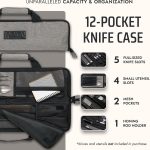 Asaya Chef Knife Roll Bag - 12-Pocket Chefs Case for Kitchen Knives and Utensils, Lightweight Stain-Resistant Waxed Nylon Chef Knife Bag - Knives Not Included (Grey) - Image 3