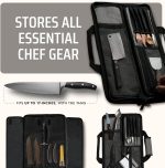 Asaya Chef Knife Roll Bag - 12-Pocket Chefs Case for Kitchen Knives and Utensils, Lightweight Stain-Resistant Waxed Nylon Chef Knife Bag - Knives Not Included (Grey) - Image 5
