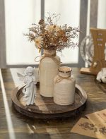 Hanobe Round Wooden Candle Holder Trays for Coffee Table, Distressed Finish | 11.2" Rustic Decorative Candlestick Plates for Kitchen Centerpiece, Farmhouse Living Room Fall Decor - Image 3