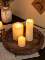 Hanobe Round Wooden Candle Holder Trays for Coffee Table, Distressed Finish | 11.2" Rustic Decorative Candlestick Plates for Kitchen Centerpiece, Farmhouse Living Room Fall Decor - Image 4