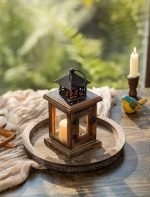 Hanobe Round Wooden Candle Holder Trays for Coffee Table, Distressed Finish | 11.2" Rustic Decorative Candlestick Plates for Kitchen Centerpiece, Farmhouse Living Room Fall Decor - Image 5
