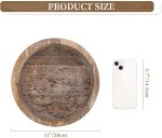 Hanobe Round Wooden Candle Holder Trays for Coffee Table, Distressed Finish | 11.2" Rustic Decorative Candlestick Plates for Kitchen Centerpiece, Farmhouse Living Room Fall Decor - Image 8