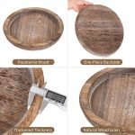Hanobe Round Wooden Candle Holder Trays for Coffee Table, Distressed Finish | 11.2" Rustic Decorative Candlestick Plates for Kitchen Centerpiece, Farmhouse Living Room Fall Decor - Image 10
