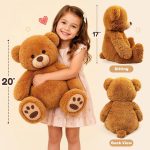 LotFancy Teddy Bear Stuffed Animals, 20 inch Soft Plush Toy, Brown | Cute Footprint Plushie For Easter And Birthday Gifts, Soft Huggable Toy For Toddlers Cuddling, Snuggling & Bedtime. - Image 3