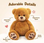LotFancy Teddy Bear Stuffed Animals, 20 inch Soft Plush Toy, Brown | Cute Footprint Plushie For Easter And Birthday Gifts, Soft Huggable Toy For Toddlers Cuddling, Snuggling & Bedtime. - Image 4