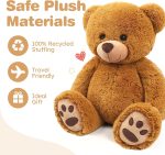 LotFancy Teddy Bear Stuffed Animals, 20 inch Soft Plush Toy, Brown | Cute Footprint Plushie For Easter And Birthday Gifts, Soft Huggable Toy For Toddlers Cuddling, Snuggling & Bedtime. - Image 6
