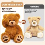 LotFancy Teddy Bear Stuffed Animals, 20 inch Soft Plush Toy, Brown | Cute Footprint Plushie For Easter And Birthday Gifts, Soft Huggable Toy For Toddlers Cuddling, Snuggling & Bedtime. - Image 7