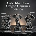Dragon Statue Resin Sculpture Collectible Figurines Decor 3 Pack | Small Dragon Figurines for Adults,Collectors and Dragon Fans Alike Great for Bookshelf/Desk/Bedside/Nightstand Decor - Image 4