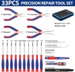 WORKPRO 33PCS Precision Repair Tool Kit, Screwdriver, Pliers Set with Pouch | Craft & Utility Knife, Precision Tweezers, Electronic Repair Applications, Portable Storage, Multi-Purpose DIY - Image 3