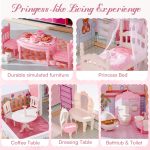 ROBUD Wooden Dollhouse, Doll House Playset with 24-pcs Exquisite Accessories, Working Elevator, Gift for Ages 3+ - Image 5