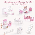 ROBUD Wooden Dollhouse, Doll House Playset with 24-pcs Exquisite Accessories, Working Elevator, Gift for Ages 3+ - Image 7