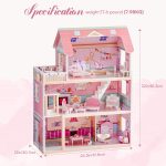 ROBUD Wooden Dollhouse, Doll House Playset with 24-pcs Exquisite Accessories, Working Elevator, Gift for Ages 3+ - Image 8