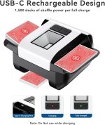 JOSTART Automatic Card Shuffler - 2 Deck USB-C Rechargeable Electric Shuffler, Dual Modes, Low Noise for Poker, Bridge, Texas Hold'em, Phase 10 - Family Game Night Essential - Image 4