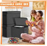 Leffis Comic Book Storage Box Comic Bin 15.5" X 7.5" X 11.3" | Collapsible Comic Short Box with Lids Holds 150 Comics Heavy Duty Comic Book Bin Container (1 pack, black) - Image 5