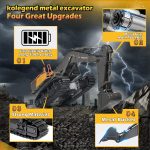 Remote Control Excavator Toy 1/14 Scale RC Excavator, 22 Channel Upgrade Full Functional Construction Vehicles Rechargeable RC Truck with Metal Shovel and Lights Sounds - Image 3