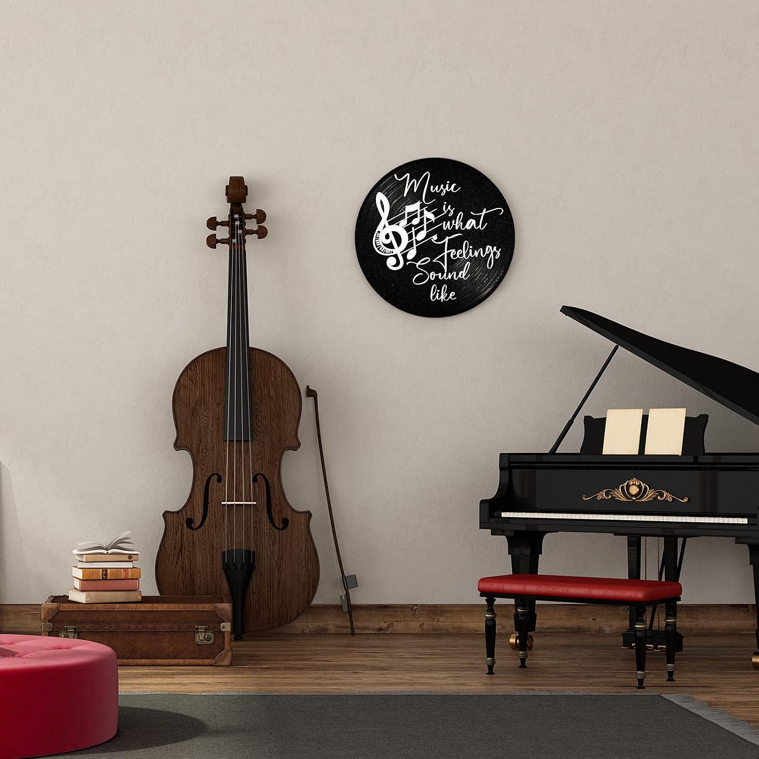 Blulu Music is What Feelings Sound Like Wooden Vinyl Records Album Wall Decor Round Record Artwork Decoration Modern Hanging Art Decor for Party Home Artist Studio - Image 5