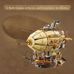 PANTASY Steampunk Airship Building Set for Adults | Dual-Layer Zeppelin with Gear-Driven Mechanism, Retro Sci-Fi Collectible Display & Gift for Steampunk Fans - Image 7