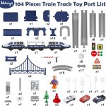 Wdmiya Train Sets for Boys 4-7, 104 Pcs Battery Operated Trains with Tracks | Magnetic Connection, Compatible with Thomas, Brio, Chuggington, Gifts for 3 4 5 6 Years Old (City Blue 104 Pcs) - Image 4
