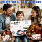Wdmiya Train Sets for Boys 4-7, 104 Pcs Battery Operated Trains with Tracks | Magnetic Connection, Compatible with Thomas, Brio, Chuggington, Gifts for 3 4 5 6 Years Old (City Blue 104 Pcs) - Image 9