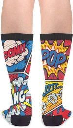 Retro Pop Art Comic Shout Unisex Adult Fun Cool 3D Print Colorful Athletic Sport Novelty Crew Tube Socks - Image 3