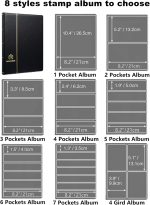 MUDOR 5 Row Stamp Collection Book,Stamp Albums for Collectors | 10 Sheets Stamp Pages, Black Stamp Collecting Supplies Starter Kit, Stamp Stockbook Binder - Image 8