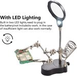 3.5X12X Helping Hands Soldering Station with LED Light & Alligator Clips | Station for Soldering, Assembly, Repair,Modeling, Hobbies and Crafts - Image 4