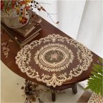 2Pack Retro Lace Placemats, French Crochet Doilies, Handmade Embroidered Table Mats, 12x16-in Beige Place Mats Cup Mat - Image 3