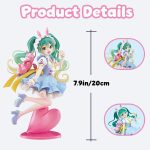 Anime Style Twin-Tail Girl Action Figures Set, 8.27 Inch Cute Dress Collectible Figurines with Display Base, PVC Cartoon Character Statues for Desk Decor Gift (2PCS) - Image 3