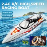 BEZGAR HJ816 18 Inch 55 KPH Big Brushless RC Boat for Adults | 55 KPH Speed & Brushless Motor; 2500mAh Battery; Waterproof Hull; Large RC Boat for Lakes; Gray - Image 3