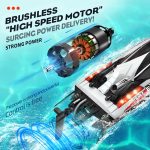 BEZGAR HJ816 18 Inch 55 KPH Big Brushless RC Boat for Adults | 55 KPH Speed & Brushless Motor; 2500mAh Battery; Waterproof Hull; Large RC Boat for Lakes; Gray - Image 4