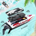 BEZGAR HJ816 18 Inch 55 KPH Big Brushless RC Boat for Adults | 55 KPH Speed & Brushless Motor; 2500mAh Battery; Waterproof Hull; Large RC Boat for Lakes; Gray - Image 5