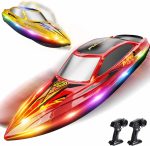 DEERC 2-Pack RC Boats for Kids, 120 Min Runtime, 7 LED Lights Mode | Capsize Recovery, Fast Remote Control Boat with 4×1200mAh Batteries, 2.4GHz Racing, Pool & Lake Toy - Image 8
