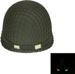WWII US Army M1 Helmet, WW2 Gear, WW2 Helmet Metal Steel Shell Replica with Net/Canvas Chin Strap/Cat Eye Band - Image 7