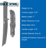COLD STEEL Recon Tanto 7" SK-5 Razor-Sharp Blade 4.75" Kray-Ex Handle Military Tactical Fixed Blade Knife w/Secure-Ex Sheath - Image 9