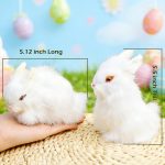 Easter Bunny Plush Figurines - 2 Piece Realistic Rabbit Stuffy for Easter Decor, Spring Basket Fillers, Home Decoration, Photoshoot Props, (White) - Image 4