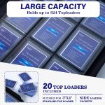 Toploader Binder Holds 324 Toploaders - 20 Toploaders|Waterproof PU Leather + Anti-Yellowing PP Inserts | Ridge Tab Sorting Portable top loader binder for cards(For Sports/Game Cards) - Image 3